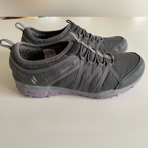 Skechers Women's Slip-On Athletic Sneakers in Charcoal with Lavender Accents